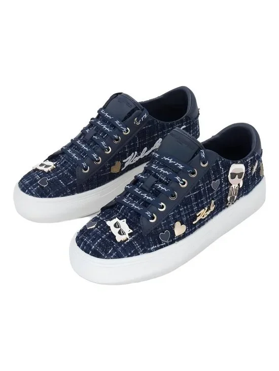 Karl Lagerfeld Paris Cate Ikonic Sneakers Navy - US 7.5M EU 38 - Picture 2 of 6